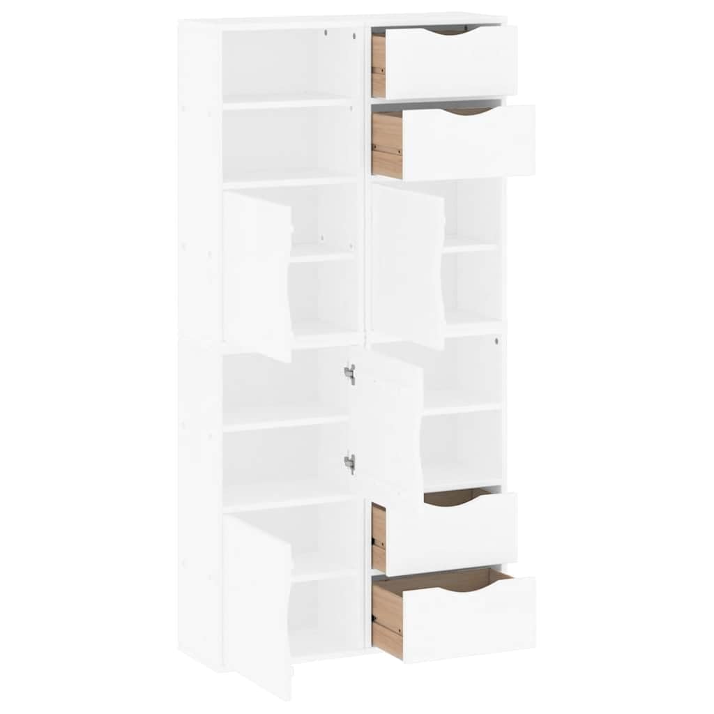 Fengshui Odda Lot de 4 armoires d'appoint en pin Blanc 40 x 24 x 79 cm