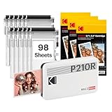 KODAK Mini 2 Retro Imprimante Photo Portable 5,3 x 8,6 cm, 98 Feuilles, Imprimante Smartphone Bluetooth pour iPhone & Android, Impression Couleur Instantanée, Sublimation 4PASS