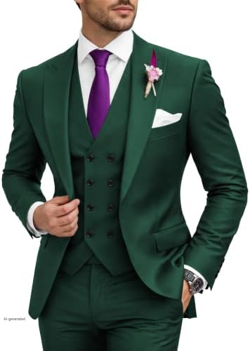 Men's 3 Piece Suit Slim Fit Suits One Button Blazer Vest Pants Formal Business Wedding Prom Suits