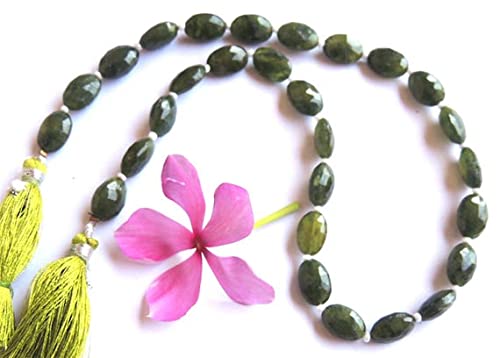 Perles ovales en vésuvianite pour confectionner des colliers en pierres naturelles