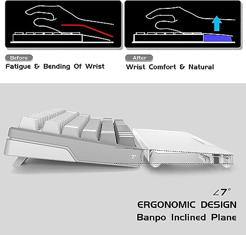 Image of Acrylic Keyboard Wrist Rest -80% TKL Mechanical Keyboard- CNC Aluminum Alloy Customized Logo Desk Wrist Support for Computer Keyboard,Anti-Slip Base,Wrist Pad for Office & Home,Silver