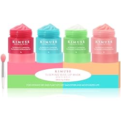 KIMUSE Lip Mask Set, Overnight Hydrating Lip Treatment for Dry Lips, Flaky | Overnight Lip Repair with Shea Butter & Vitamin C, Deep hydration, Non-sticky, Day & Night Use