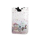 MOFEIYUE Laundry Hamper, Horse Carriage Princess Butterfly Laundry Storage Baskets Collapsible Clothes Toy Organizer Bag for Bedrooms Laundry Room Bathroom