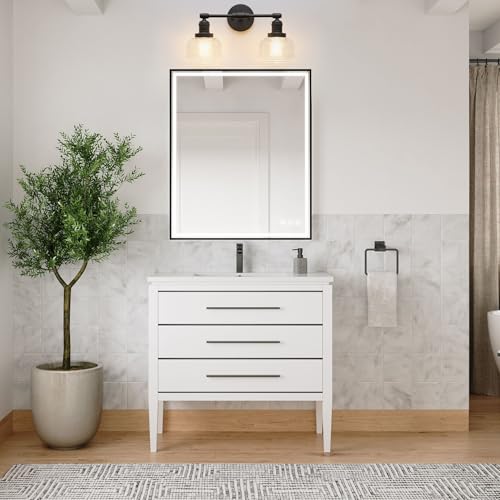 Image of Pathson Vintage Double Heads Wall Sconces Decor for Bathroom Mirror, Glass 2-Light Bathroom Wall Vanity Lights, Hardwired Wall Sconce Lamp for Living Room Bedroom Farmhouse Lighting