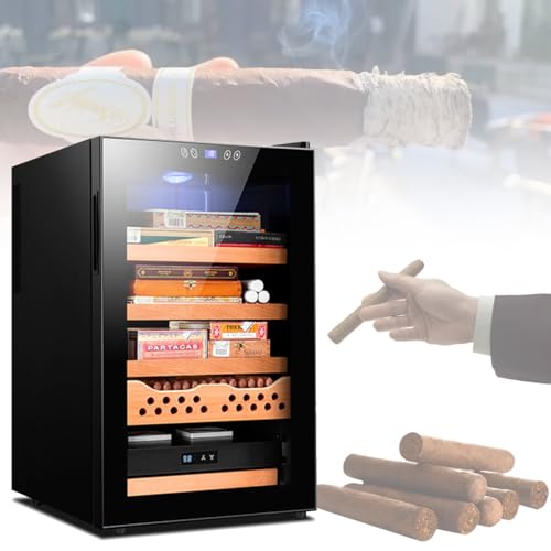 Armario electrónico para puros con control inteligente de temperatura, pantalla táctil higrómetro, gran capacidad para un almacenamiento y conservación óptimos de los puros