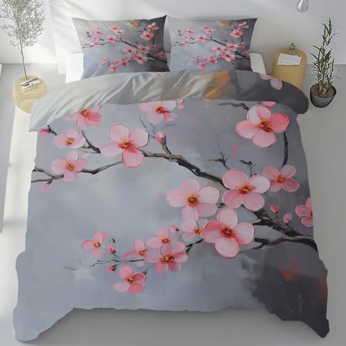 Housse de couette fleurs de pêcher pour un lit style nature