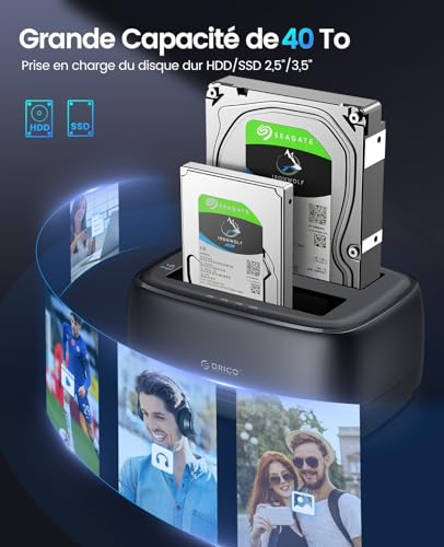 Station d'accueil pour disque dur SATA SSD HDD externe USB C ORICO 2 baies - 3