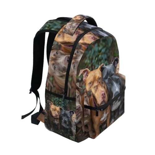 ALAZA A Groupt Of Pitbulls Kid's Shool Backpack for Girls Boys,Laptop Travel Backpack for Elementary Middle School Bag Teenagers Bookbag with Comfy Shoulder Starp,16.9" H2