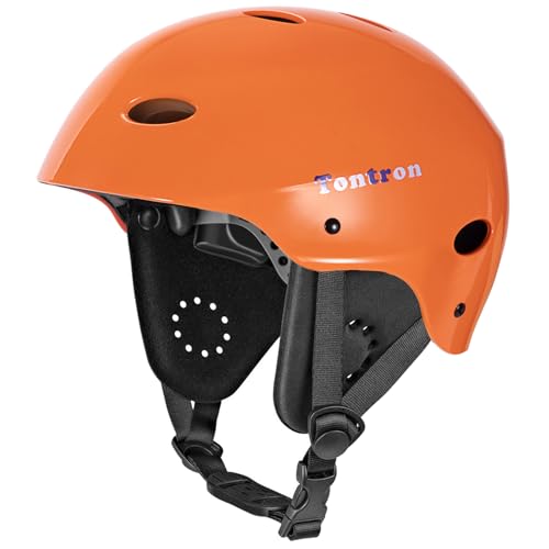 Tontron Adult Kayaking Canoeing Rafting SUP Watersports Helmet (Glossy Orange, Medium)
