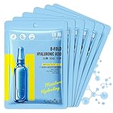 6 Stück Tuchmaske,Feuchtigkeitsspendende Tuchmasken,mit Hyaluronsäure und Niacinamid,für alle Hauttypen,Sanfte Pflege, Spendet Feuchtigkeit und nährt die Haut,25 ML