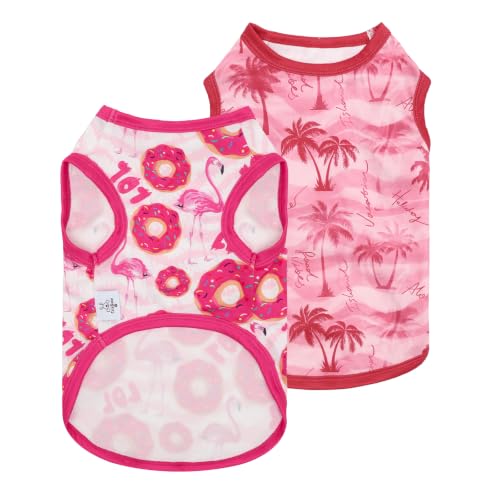 Image of CuteBone Dog Shirts 2-Pack Soft Pet Clothes Breathable Summer Vest for Small Puppy and Stretchy Cat Apparel 2BX25XS