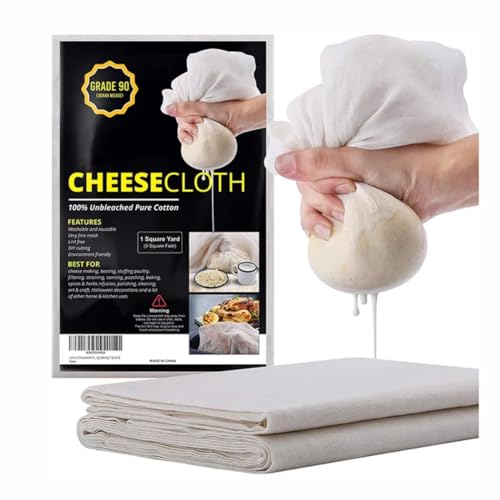 Organic Cheese Cloth Ultra Fine Reusable Hemmed Edge Cheese Cloth 100 Grade Unbleached Pure Cotton Muslin Cloth for Straining Filter Strainer for Making Cheese Cooking Steaming. Nut Milk