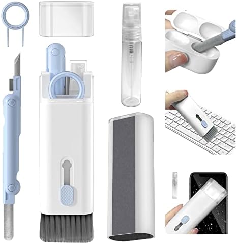 7 in 1 Electronic Cleaner Kit, Keyboard Cleaner Kit with Brush, 3 in 1 Cleaning Pen for Airpods Pro, Multifunctional Cleaning Kit for Earphone, Keyboard, Laptop, Phone, PC Monitor(Blue)
