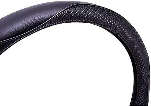 Miniatura 3 de Flying Banner Fundas para volante de automóvil, de piel sintética, anillo de masaje resistente, antideslizante, deportivo, 15 pulgadas (negro negro)