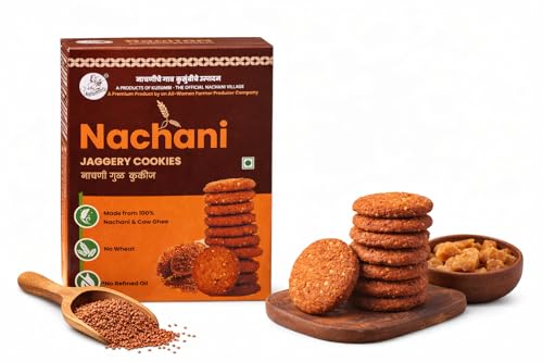 Image of AGROMILETS Nachani Jaggery Cookies 1000g | Ragi Cookies with Jaggery | Baked Millet Snack | Crunchy Tea Time Biscuits | Traditional Grain Based Snack | Pack of 1000g