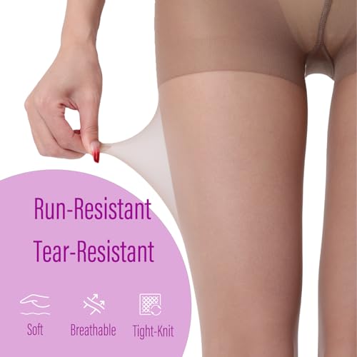 20D Sheer High Waist Pantyhose Reinforced Toes Tight-Knit Tear-Resistant Silk Stockings Ultra Thin Soft Tights4