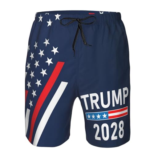 FKHARRIS Tru-m-p 2028 Men's Swim Trunks with Pockets Bathing Suit Board Shorts Swimwear Long Shorts -4