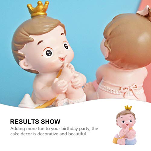 Doitool Baby Cake Topper Baby Doll Cake Decor Baby Doll Bottles Unique Cake Figurine Decor Sweet Baby Interesting Birthday Cake Decoration #TOP7
