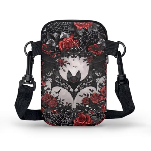 Gothic Small Crossbody Bag for Women Lightweight Cell Phone Purse, Bloody Rose Shoulder Wallet with Zipper Pocket2
