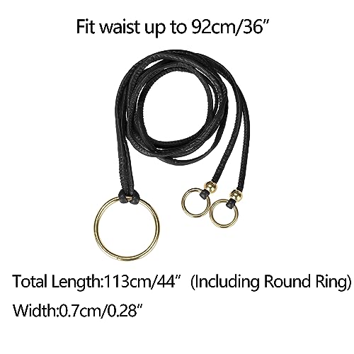 Allegra K Women PU Leather Skinny Rope Belt Round Ring Endings Self Tie Waistband Thin Waist Strap4