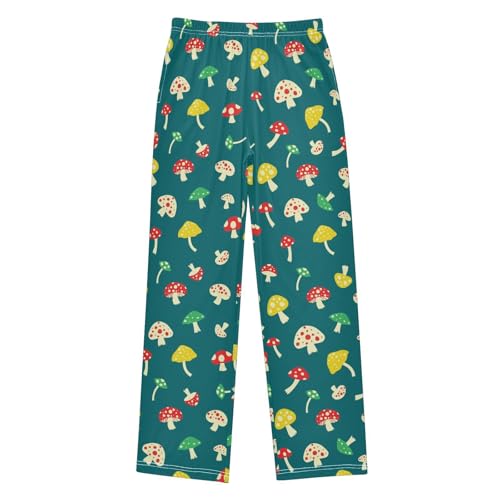 ZZXXB Colorful Mushroom Pattern Boys Long Pants Soft Trousers Elastic Waist Kids Lounge Bottoms with Pockets S-XL