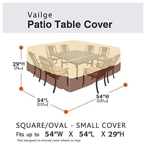 Vailge Waterproof Patio Furniture Set Cover, Lawn Patio Furniture Cover With Padded Handles, Patio/Outdoor Table Cover, Patio/Outdoor Dining Square Table Chairs Cover(Small,Beige & Brown) #TOP1