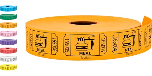 Image of Tacticai 1000 Food & Meal Raffle Tickets, Single Roll, Orange
