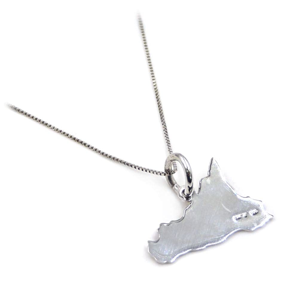 Collana con Ciondolo Sicilia in Argento, Incisione Personalizzata Inclusa