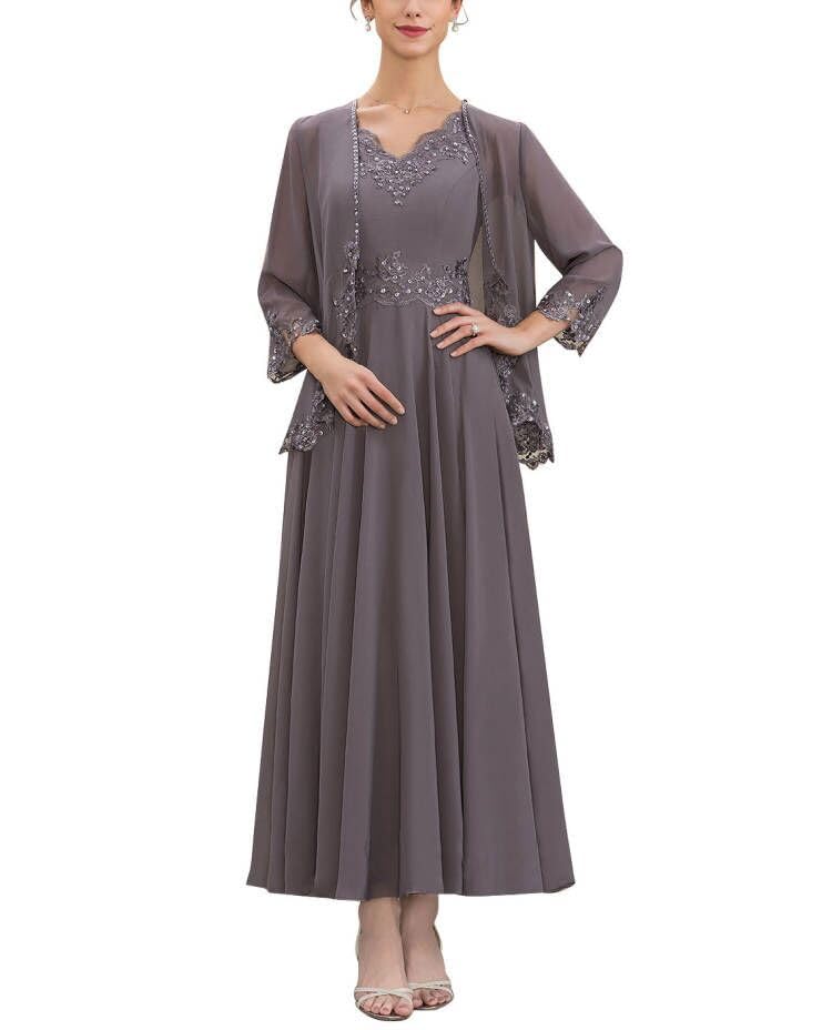 Two Piece Chiffon Mother of The Bride Dress Elegant Lace Evening Formal Gowns for Women Long 20252