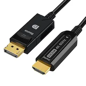 ConnBull DisplayPort to HDMI Active Cable 15 m, Unidirectional DP to HDMI Fibre Optic Cable Support 4K@60Hz/ 1080@120Hz 18Gbps, HDR10, HDCP2.2 for Computer, Monitor, Gaming Graphics Card etc