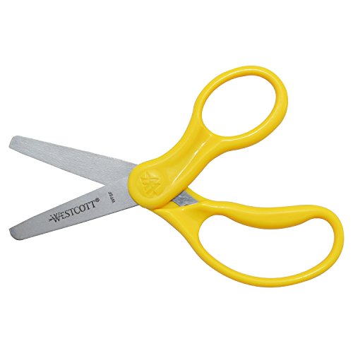 Westcott 16454 Tesoura para destros e canhotos, tesoura infantil, idades 4-8, ponta cega de 12,7 cm,