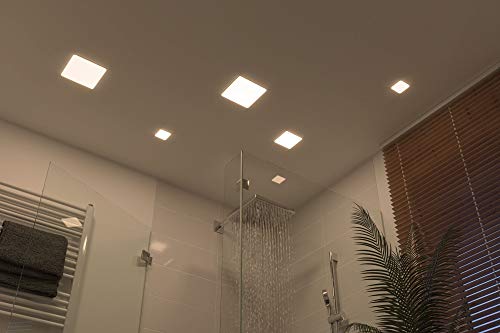 Paulmann 92397 LED Panel recessed luminaire Veluna VariFit IP44 Neutral White 125x125mm Rectangular incl. 1x8.5 watt Ceiling luminaire Satin Ceiling lamp Plastic Living Room lamp 4000 K - Image 3