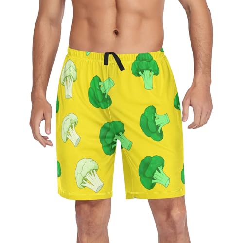 J JOYSAY Cauliflower Vegetable Grouping Yellow Pajama Shorts Mens Lounge Sleep Shorts Super Soft Men Pajama Bottoms