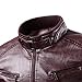 Men's Stand Collar Faux Leather Motorcycle Jacket Casual Slim Fit Zip Up Biker Jackets Vintage Solid Color Outwear (Wine Red,XX-Large)