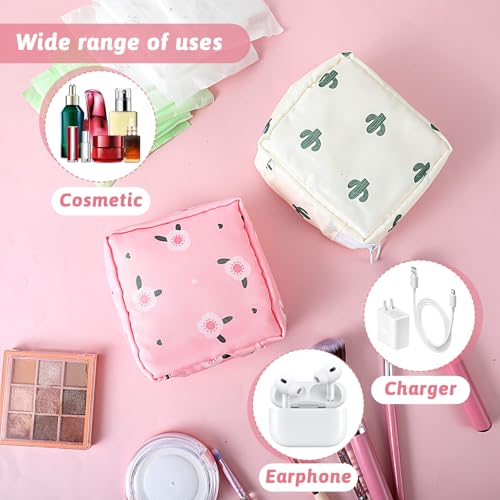 Image of 2 Pcs Sanitary Napkin Storage Bag, Portable Reusable Period Pouch for Women, Tampon and Menstrual Pad Holder With Zipper, Nursing Pad Kit for Teen Girls Feminine Care