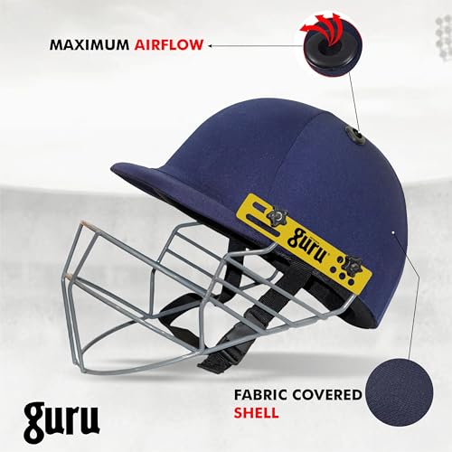 Image of GURU Pro Cricket Helmet with Adjustable Strap, Comfortable Fit & Lightweight