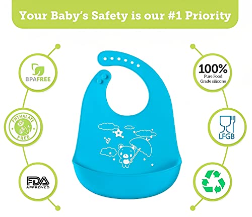 SYGA-Baby-Cute-Cartoon-Printing-Waterproof-Silicone-Bib-Rice-Pocket