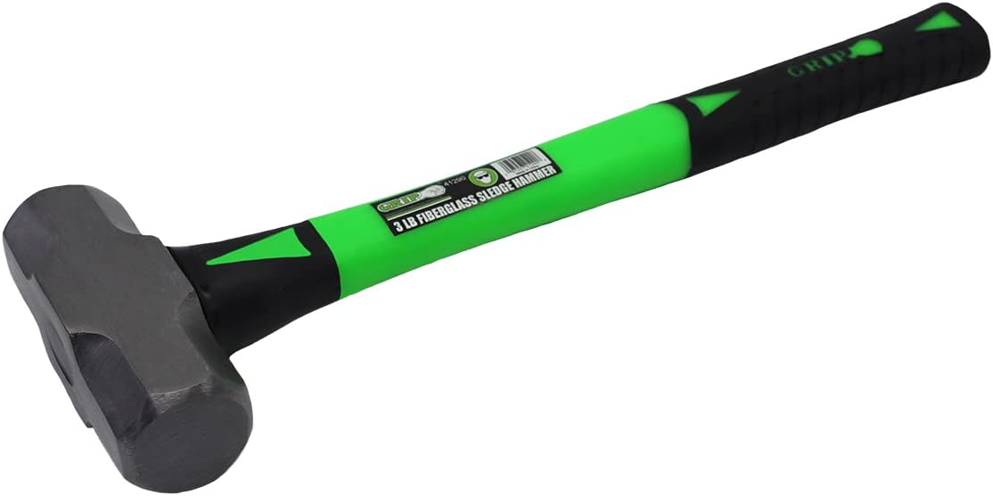 Grip 3 lb Fiberglass Sledge Hammer Drop Heat Treated Steel
