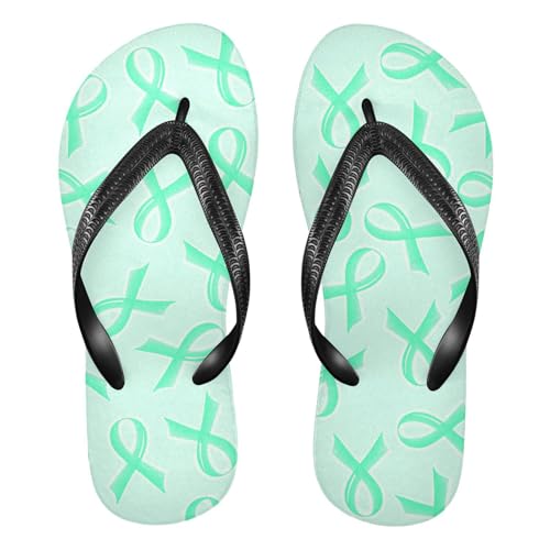 SPRIPORT Teal Ribbon Slim Flip Flops for Women Men Comfortable Casual Thong Cushion Sandals with Non-Slip Rubber Sole Flat Sandals for Summer Walking Beach XXL