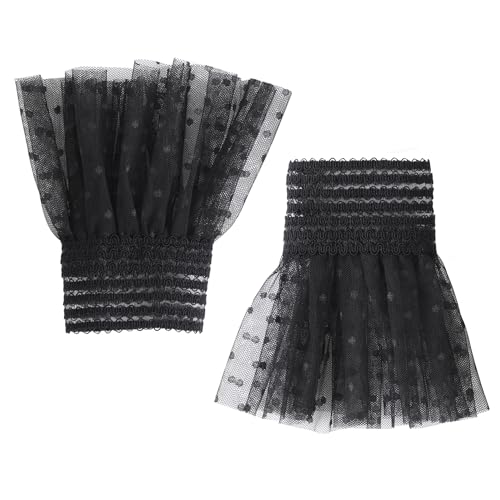 Image of Wrist Cuffs for Women, Ruffled Fake Sleeves Elastic Detachable Arm Cuffs for Sweater Blouse Coat