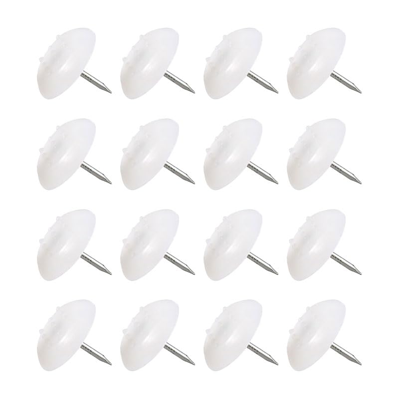 16 PCS 18mm Nylon Furniture Anti Slip Foot Studs, White Nylon Chair Leg Cushion Peg Floor Protector for Chairs Tables, Sofas