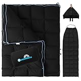 easedeco Down Camping Blanket - Black, 1lb 6oz / 77 * 52'' Lightweight Packable Warm Puffy Travel Quilt with Footbox, 650 Fill Power Outdoor Blankets for Hiking, Travel, Hammock & Stadium Down Quilt
