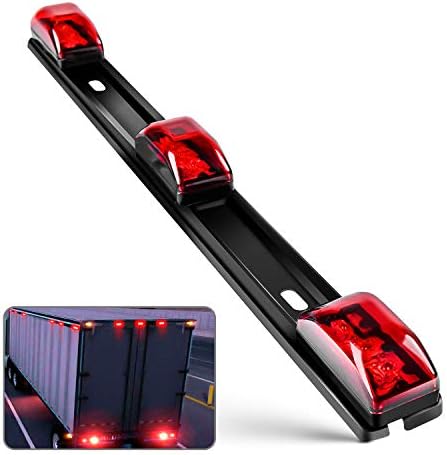 Nilight TL-11 1PC Red 9 LED ID Bar Marker Tail Black Stainless Steel Bracket for Truck Trailer Boat Identification Light, 2 Years Warranty