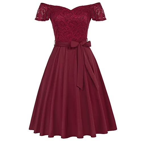 Belle Poque Wein Spitzenkleid für Frauen Stretchy Hig Taille A-Linie Kleid...