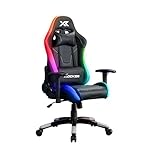 X-Rocker Agility Compact RGB High Back eSports Gaming Chair for Kids & Teens - App Controlled LED Lights, Head & Lumbar Cushion, Height Adjustable, Wipe-Clean Faux Leather - Black