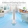 Comfort Zone 32-Inch Oscillating Tower Fan Ultra-Slim Bladeless Design with 3 Speeds, 90 Wide Oscillation & Built-in Carry Handle Quiet Portable Standing Fan for Bedroom, Home, or Office, White