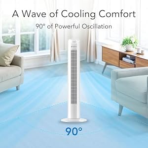 COMFORT ZONE 32" Oscillating Tower Fan with Bladeless Design - White — photo 3 of 6