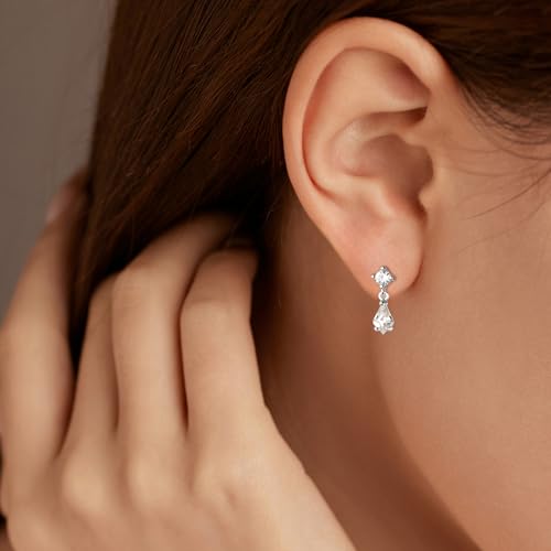 LOVECOM 925 Sterling Silver Heart Drop Dangle Earrings for Women Dainty 14K Gold Plated CZ Stud Earrings Small Double Heart Hypoallergenic Dangling Earring Jewelry Christmas Gifts to Daughter3