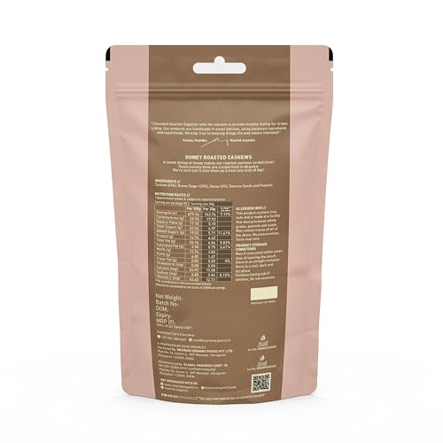 Image of Nourish Organics Honey Roasted Cashews 100gm Pack of 2 Sweet and Nutty Snack| Healthy and Nutrient Rich | No Refined Sugar | Clean Label