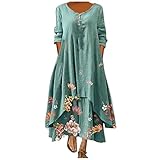 Winter Dresses for Women 2022,Cocktail Dresses Wedding Guest Dress Up Clothes for Girls Casual Fashion Printed Long-Sleeved O-Neck Loose Dress Outfits Modest Dresses YUN220711484GNL Green